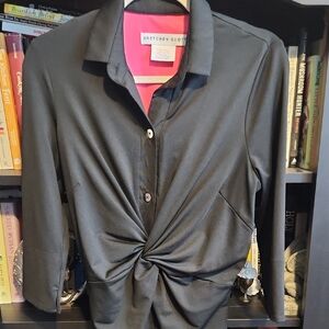 Gretchen Scott Designs Black Twist-Front Shirt Dress